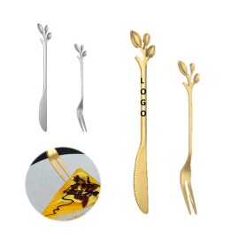 Customized Leaf Shape Handle Dessert Cutlery