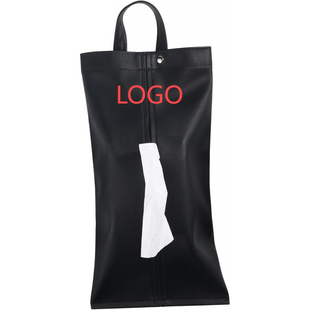 Logo Branded Hanging Faux Leather Tissue Dispenser