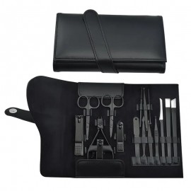 Logo Branded Black Stainless Steel Manicure Kit