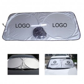 59" x 27 1/2" Folding Car Window Sun Shade With Pouch with Logo  59" x 27 1/2" Folding Car Window Sun Shade With Pouch with Logo