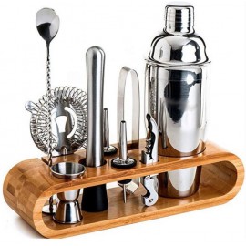 Customized 10-Piece Bar Tool Set With Bamboo Stand  Customized 10-Piece Bar Tool Set With Bamboo Stand