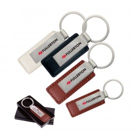 Customized Leatherette with Rectangular Metal Key Tag - Close Out  Customized Leatherette with Rectangular Metal Key Tag - Close Out