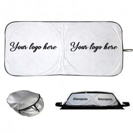 Foldable Dual Panel Auto Sun Shade W/ Pouch with Logo