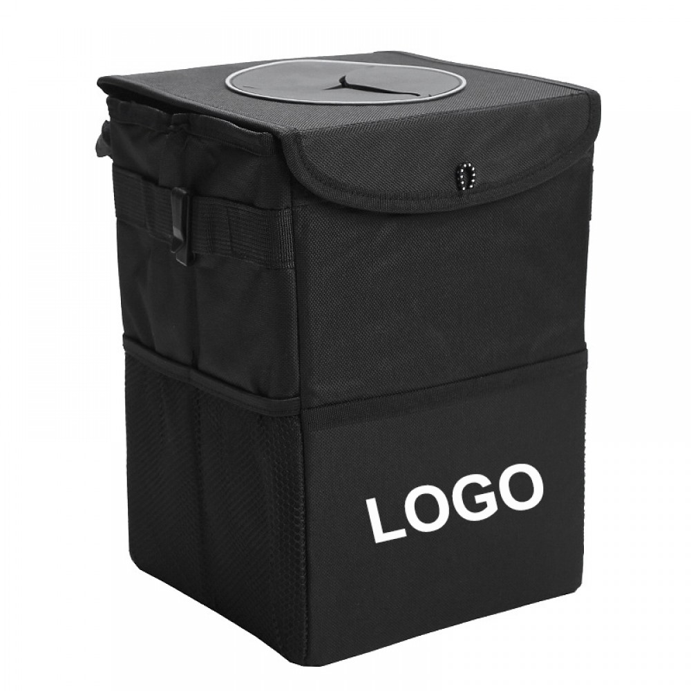 Car Trash Can with Lid / Leak-Proof Car Garbage Can with Storage Pockets with Logo Car Trash Can with Lid / Leak-Proof Car Garbage Can with Storage Pockets with Logo