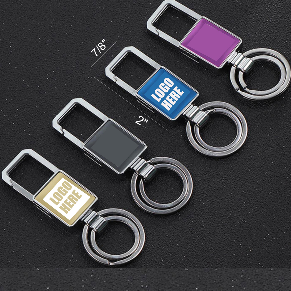 Double Ring Metal Key Chain with Logo