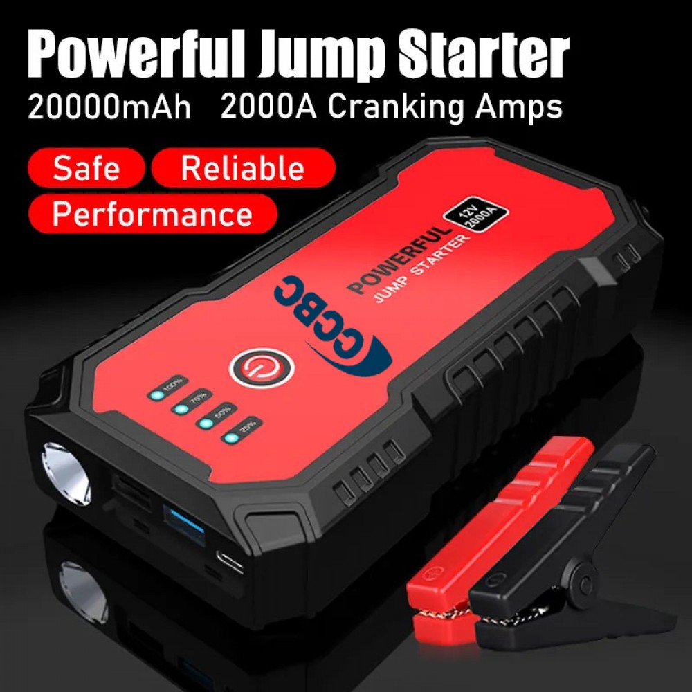Customized Portable Emergency battery booster 20000mAh Jump Starter w/Smart Clamp