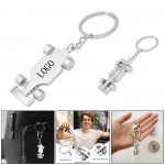 Promotional Glossy Silver Racing Car Keychain