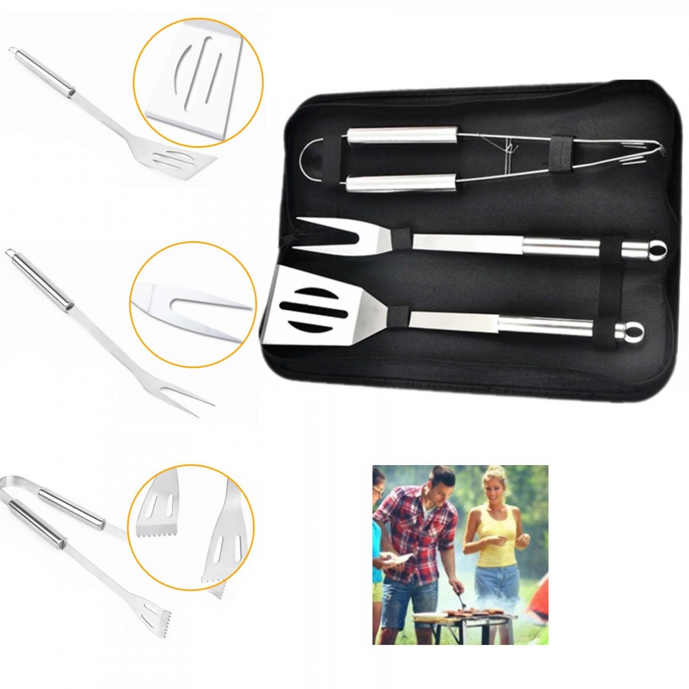 Stainless Steel BBQ Tool Set Custom Printed Stainless Steel BBQ Tool Set Custom Printed