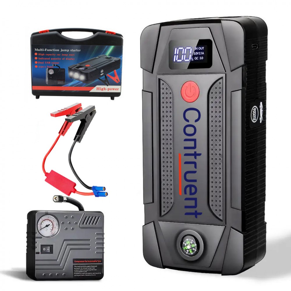 Portable Emergency battery booster 10000mAh Portable Car Jump Starter with Mini Compressor with Logo