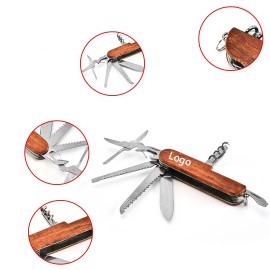 Multi-Function Tool Pocket Knife with Wooden Cover with Logo  Multi-Function Tool Pocket Knife with Wooden Cover with Logo