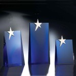 Custom Etched 6" Performer Blue Crystal Star Award