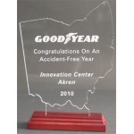 Great State of Ohio Award w/ Rosewood Base - Acrylic (6 1/2"x4 7/16") Laser-etched