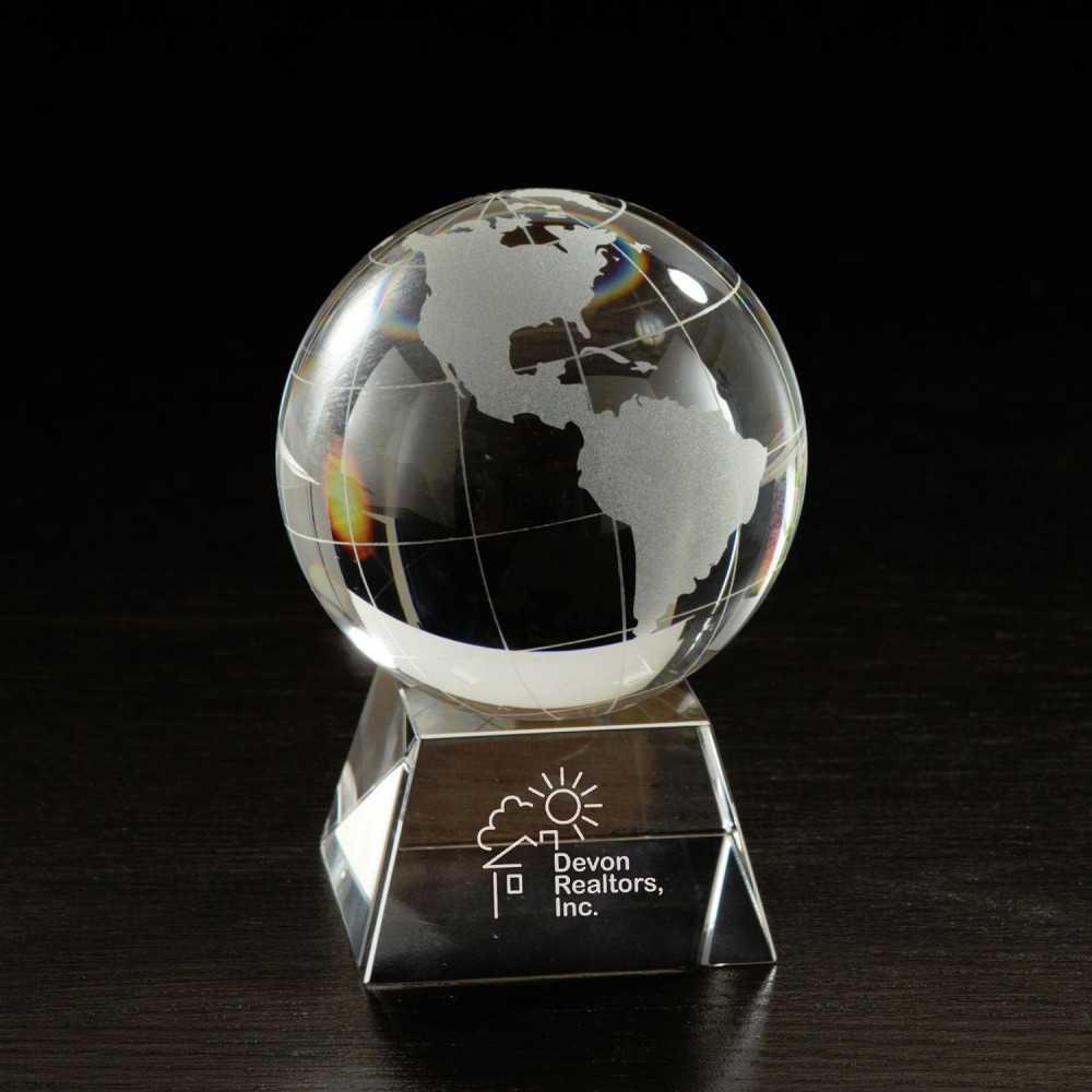 Transverse Globe Optically Perfect Globe Award Logo Imprinted Transverse Globe Optically Perfect Globe Award Logo Imprinted