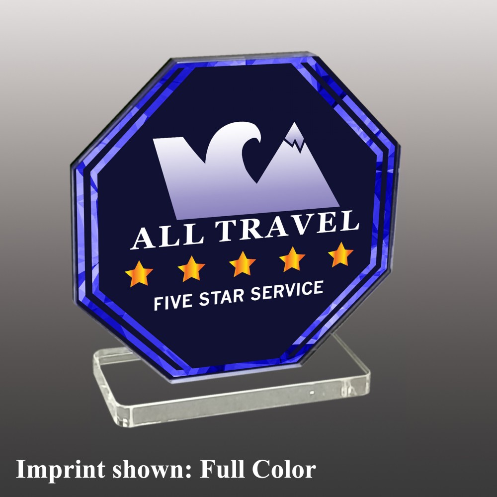 Small Octagon Shaped Full Color Acrylic Award with Logo