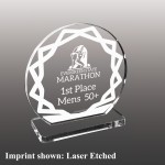 Medium Circle Shaped Etched Acrylic Award with Logo