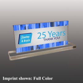 Small Horizontal Rectangle Shaped Full Color Acrylic Award with Logo