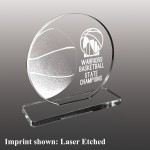 Small Basketball Themed Etched Acrylic Award with Logo