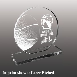 Basketball Themed Acrylic Awards - Laser Etched with Logo  Basketball Themed Acrylic Awards - Laser Etched with Logo