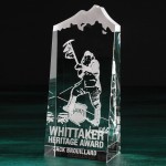 9" Mountain Summit Crystal Award Custom Etched