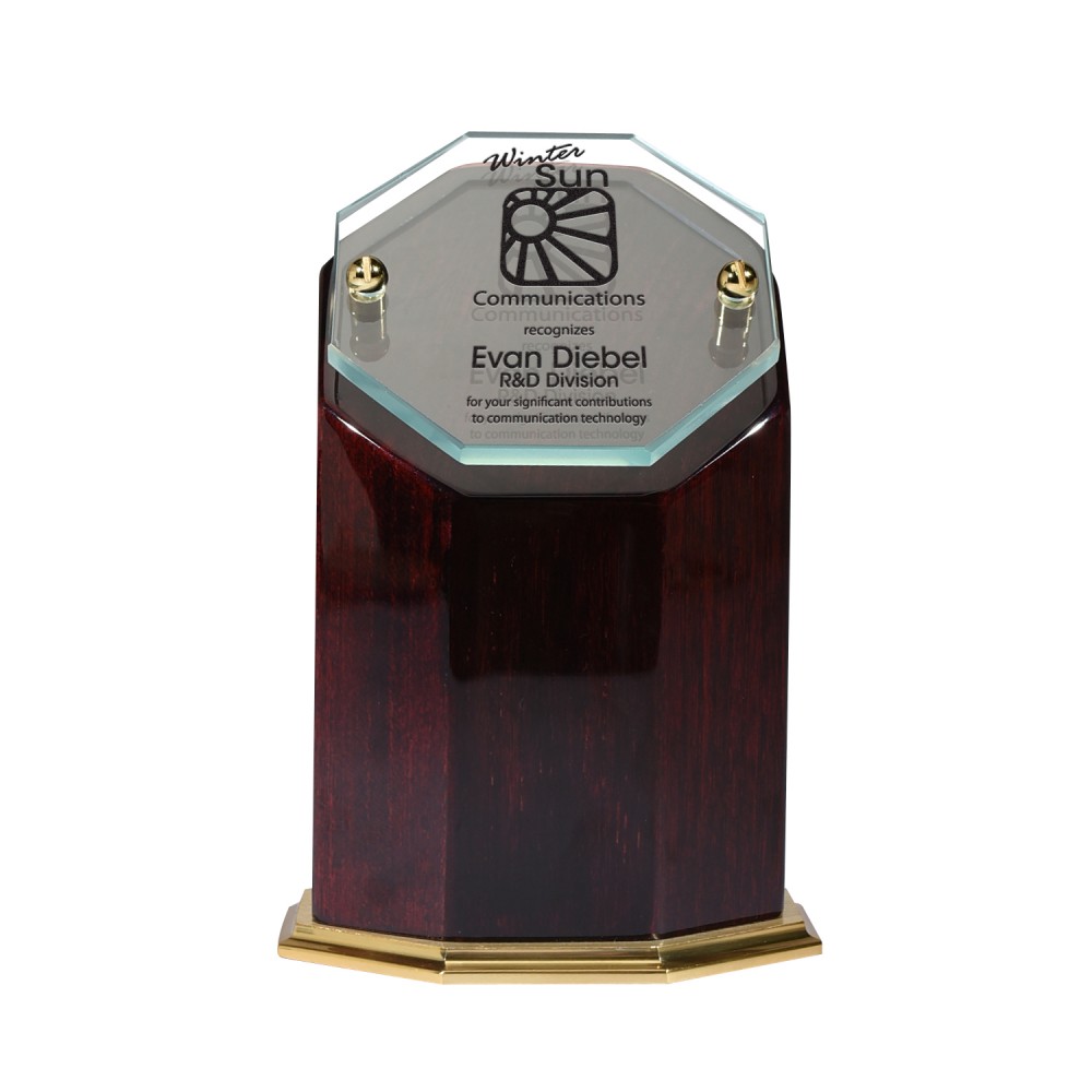Promotional Cherry Regalwood Hexagon Award Promotional Cherry Regalwood Hexagon Award
