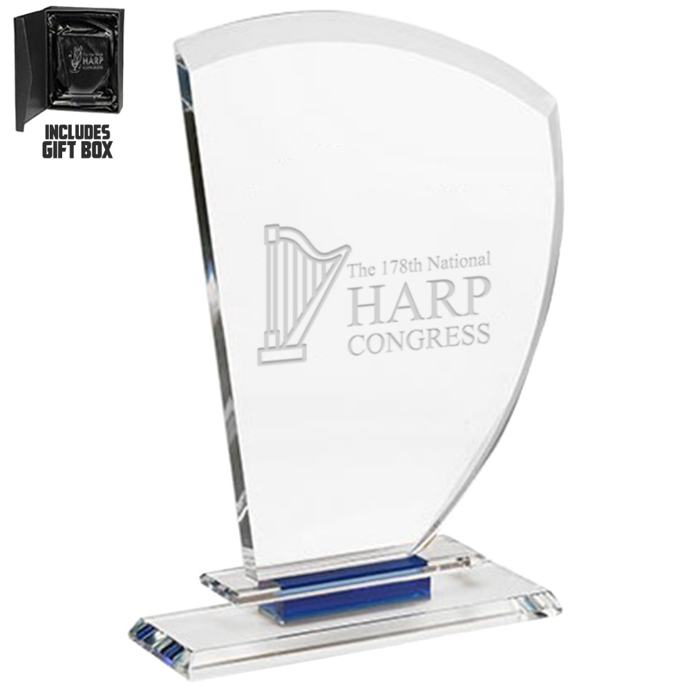 Logo Branded Three Layered Base Harp Crystal Awards Logo Branded Three Layered Base Harp Crystal Awards