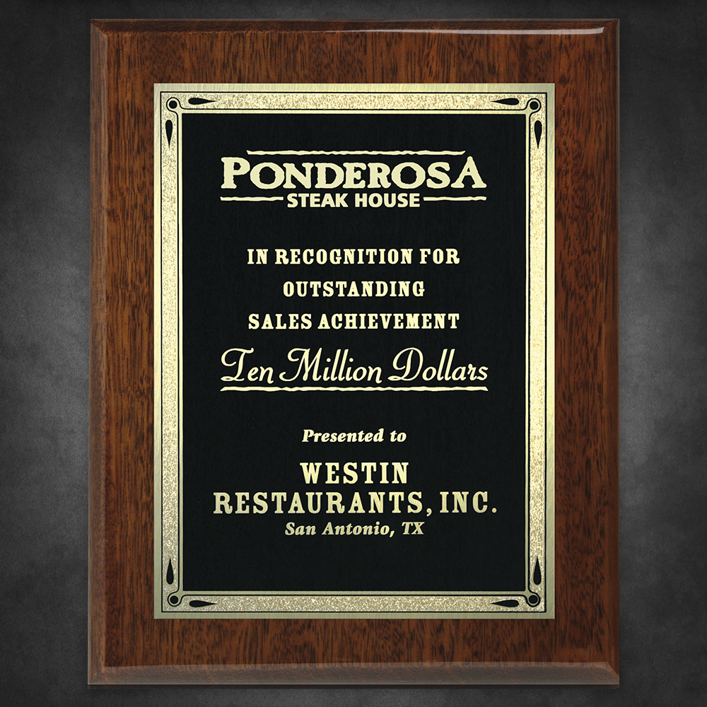 Customized Aberdeen Walnut Plaque 9" x 12" with Lasered Plate