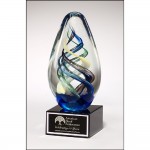Eggshaped art glass award 2.75x7 1/8 Logo Imprinted