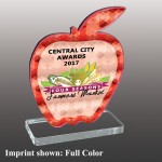 Medium Apple Shaped Full Color Acrylic Award with Logo