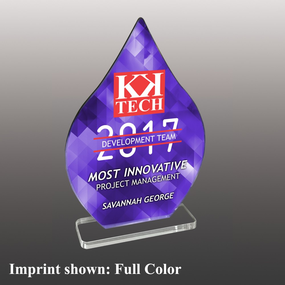 Personalized Large Droplet Shaped Full Color Acrylic Award