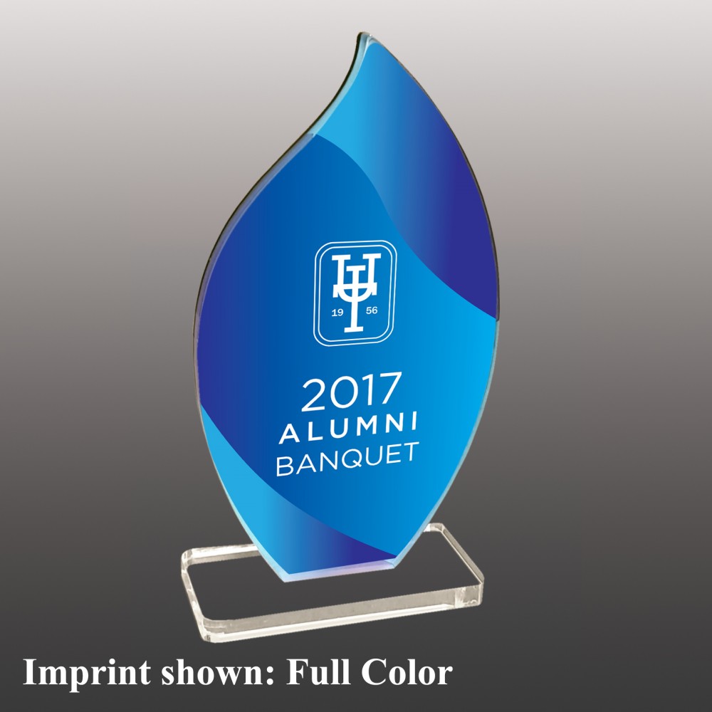 Large Flame Shaped Full Color Acrylic Award with Logo