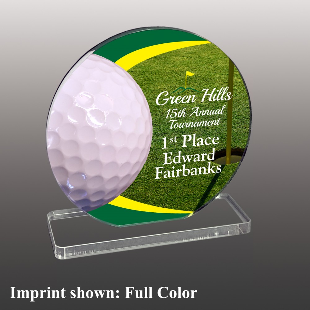 Customized Medium Golf Themed Full Color Acrylic Award