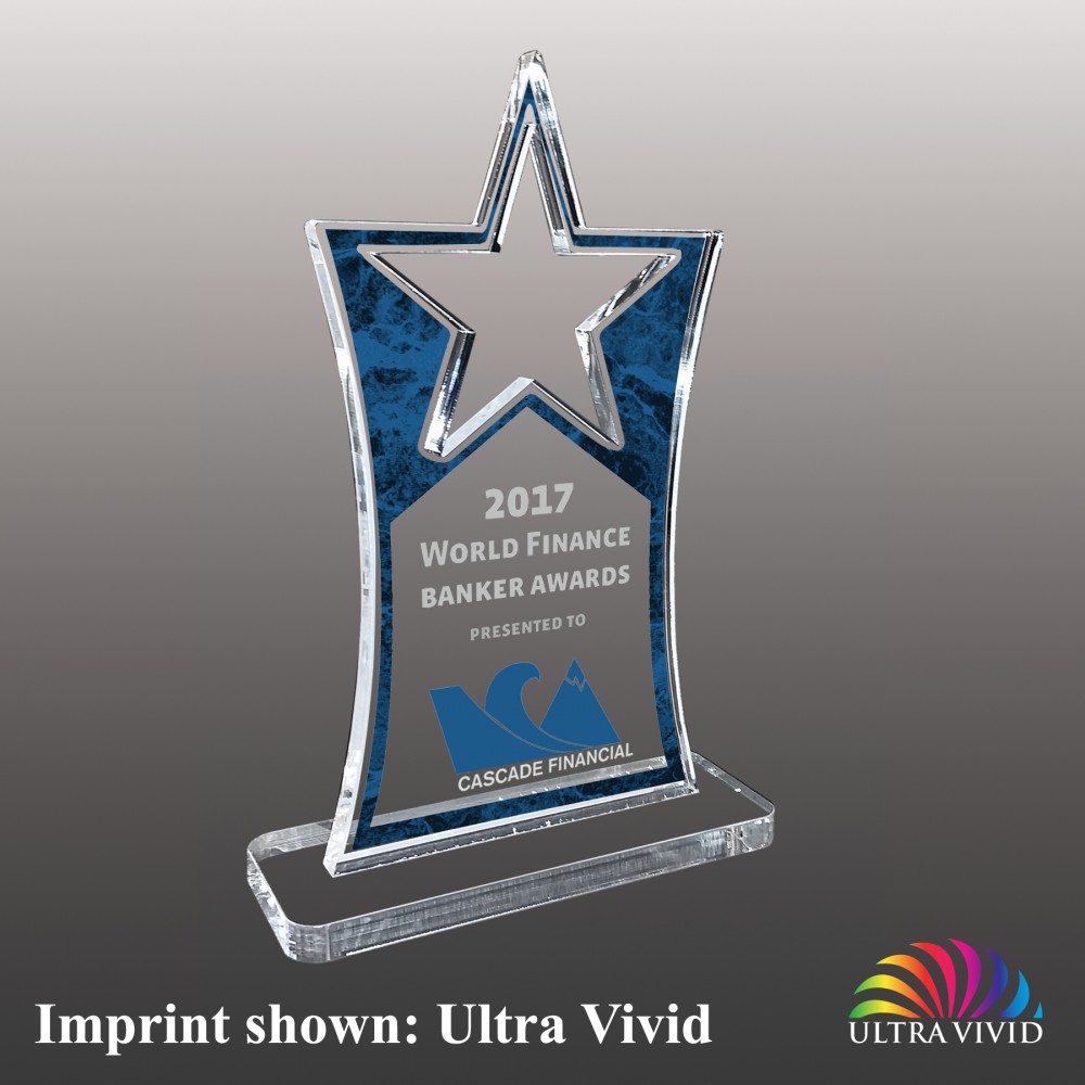 Customized Medium Hollow Star Topped Ultra Vivid Acrylic Award