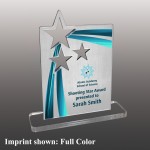 Large Triple Hollow Star Top Full Color Acrylic Award with Logo