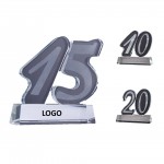 Logo Branded Custom 3d Number Cutting Anniversary Trophy Crystal Award