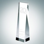 Wedge Optical Crystal Tower Award (Medium) Custom Etched