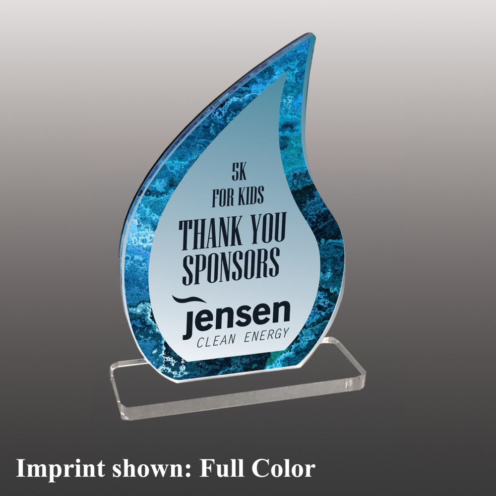 Small Teardrop Shaped Full Color Acrylic Award with Logo
