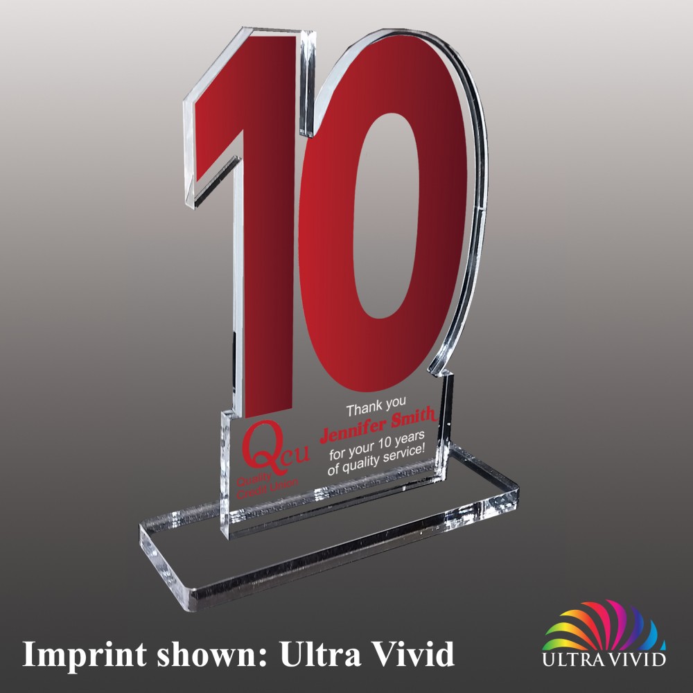 Personalized Large 10 Shaped Ultra Vivid Acrylic Award