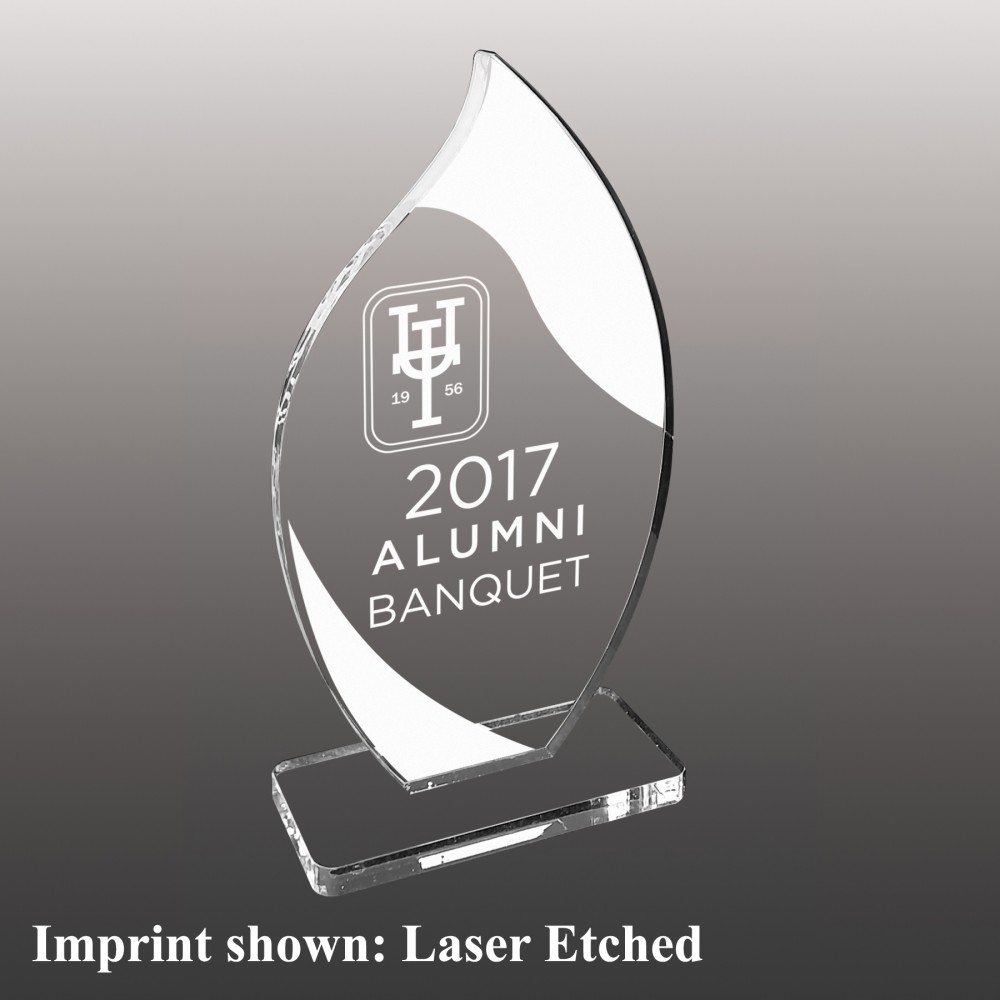 Logo Branded Small Fire Shaped Etched Acrylic Award