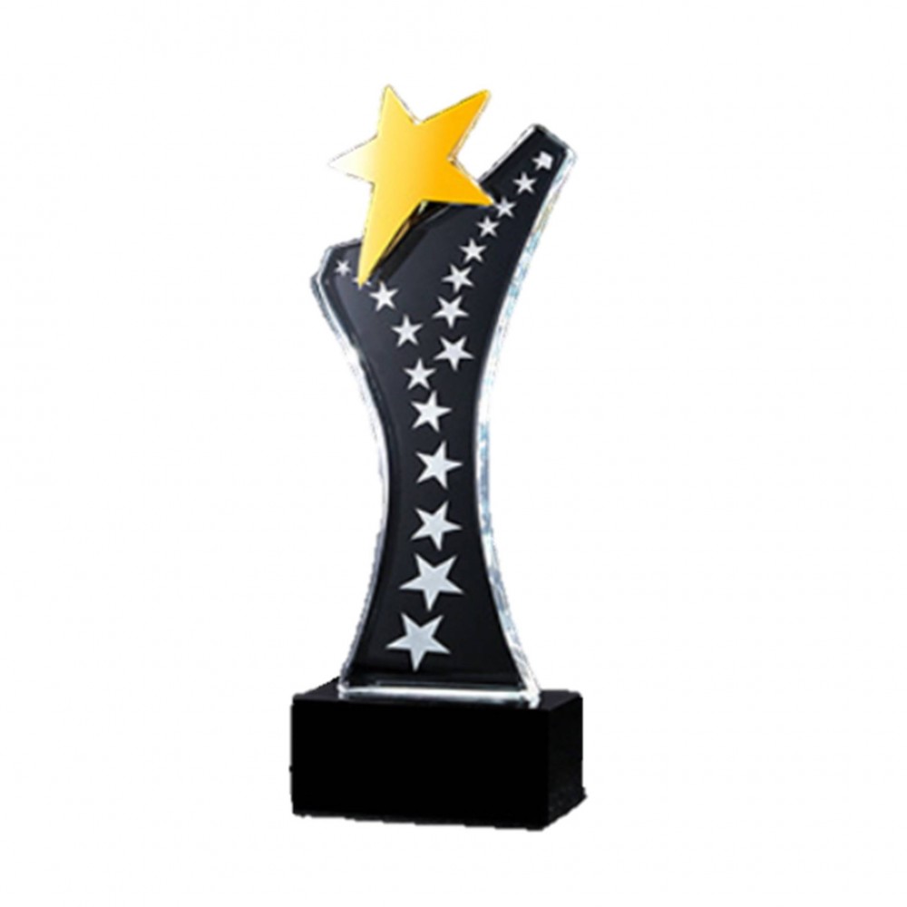 Personalized Custom Crystal Award With Wooden Base