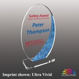 Medium Vertical Oval Shaped Ultra Vivid Acrylic Award with Logo