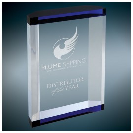 Customized 4" x 6" - Blue Banded Acrylic Awards - Laser Engraved - USA-Made