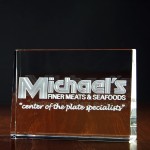 Small Horizontal Crystal Wedge Award Laser-etched