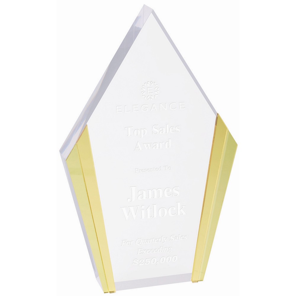 4 3/4" x 7 1/2" Diamond Acrylic with Gold Edges Logo Imprinted 4 3/4" x 7 1/2" Diamond Acrylic with Gold Edges Logo Imprinted