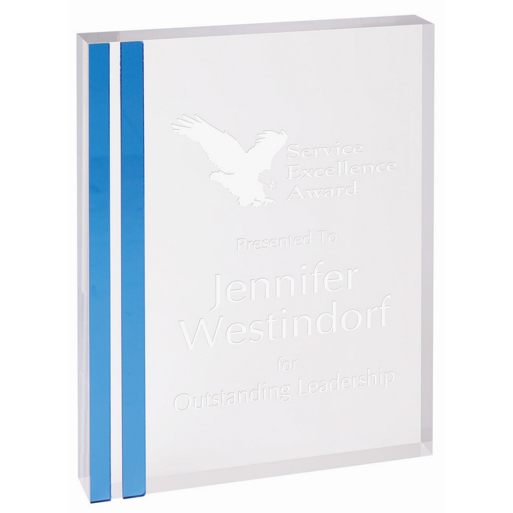 4" x 6" Rectangle Acrylic with Blue Edge Laser-etched 4" x 6" Rectangle Acrylic with Blue Edge Laser-etched
