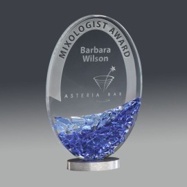 Blue Mosaic - Starfire/Aluminum 7" H with Logo  Blue Mosaic - Starfire/Aluminum 7" H with Logo