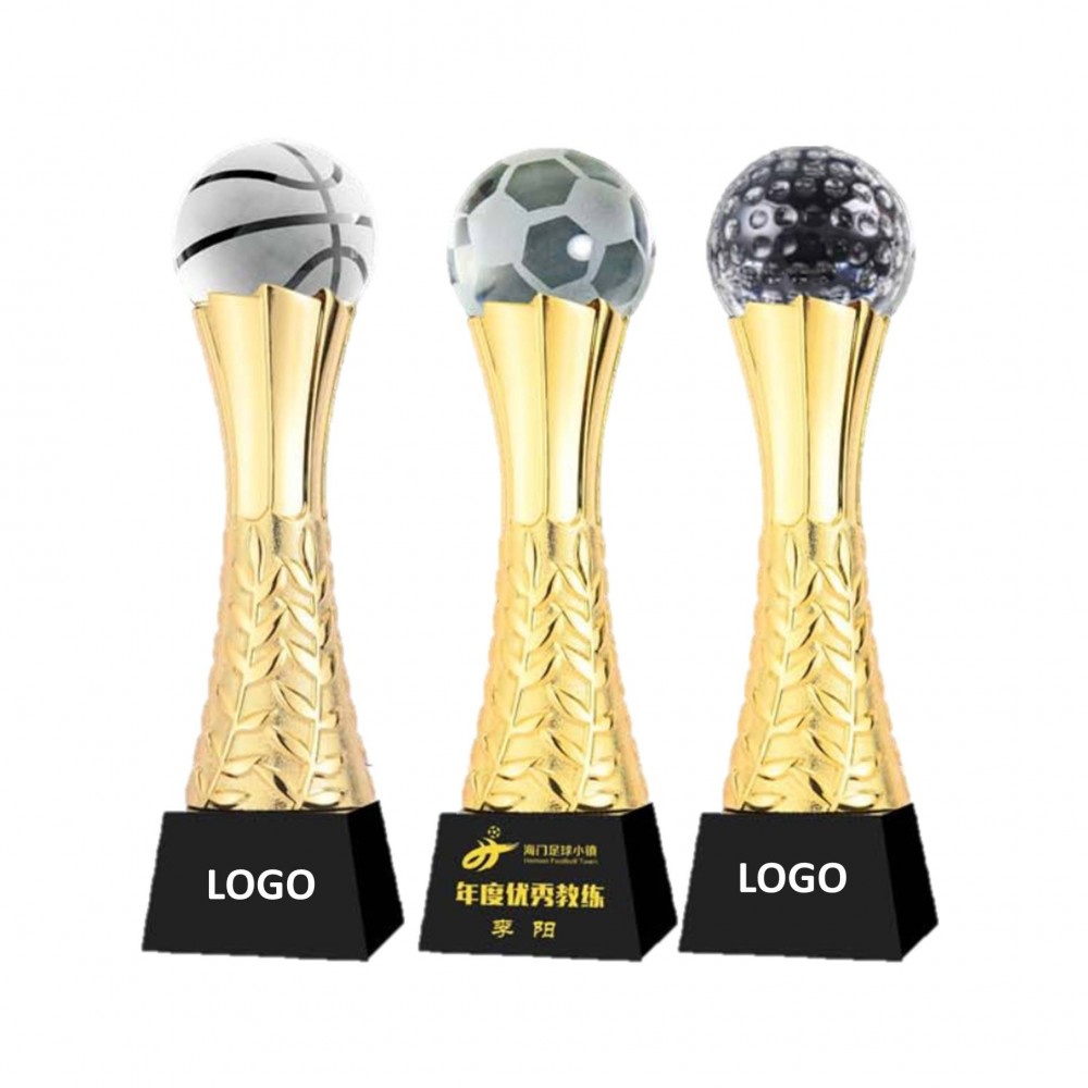 Custom Creative Sports Gold-Plated Trophy With Black Crystal Base
