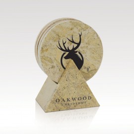 Cappuccino Stone Coaster - Set of 4 with Logo
