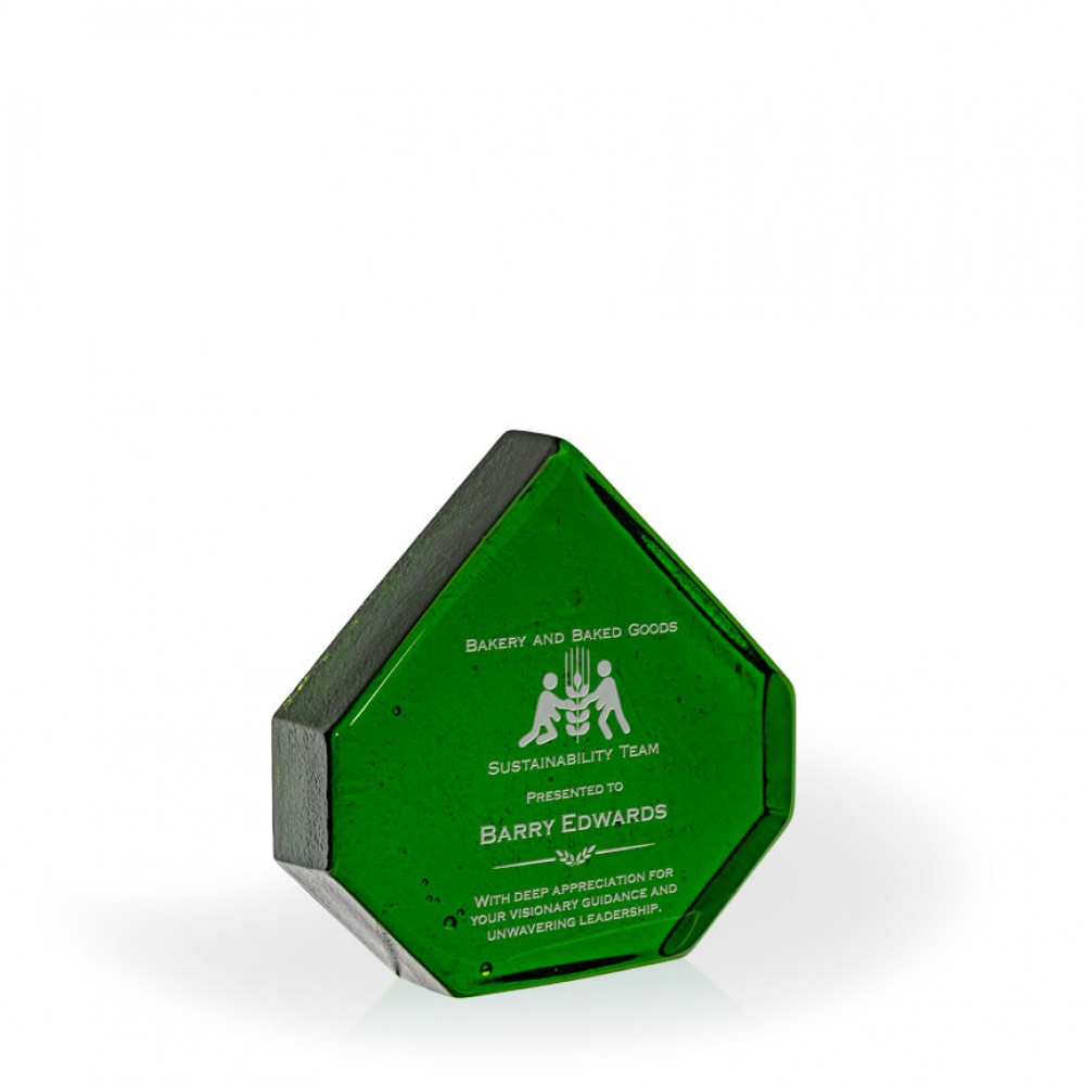 Custom Borthwick Emerald Pinnacle Recycled Glass Award, 6"