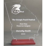 Laser-etched Great State of Georgia Award w/ Rosewood Base - Acrylic (7 9/16"x5 13/16")
