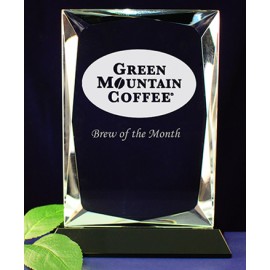 Promotional 8" Rectangle Optical Black Crystal Bevel Award with Black Base  Promotional 8" Rectangle Optical Black Crystal Bevel Award with Black Base
